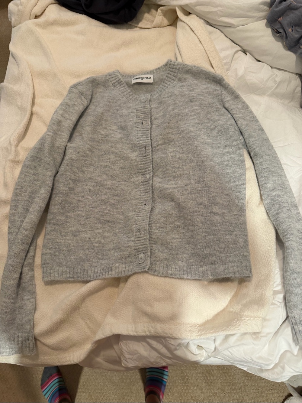 Princess Polly Heather Gray Button-Up Knit Cardigan